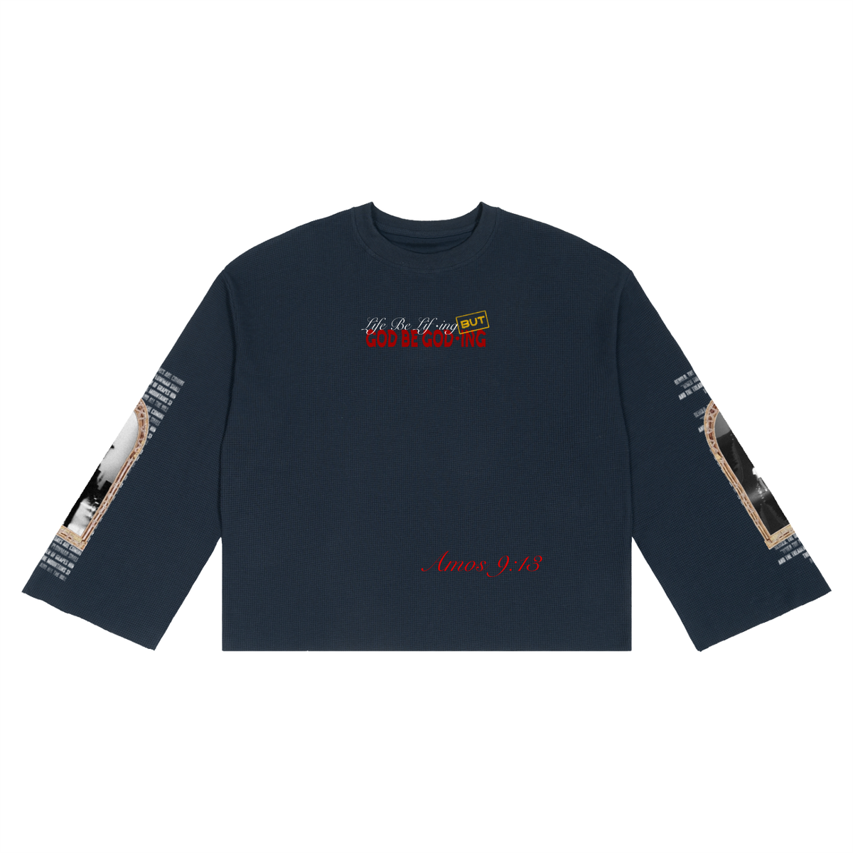 GOD Be GOD-ING Waffle Raw Edge Long Sleeve