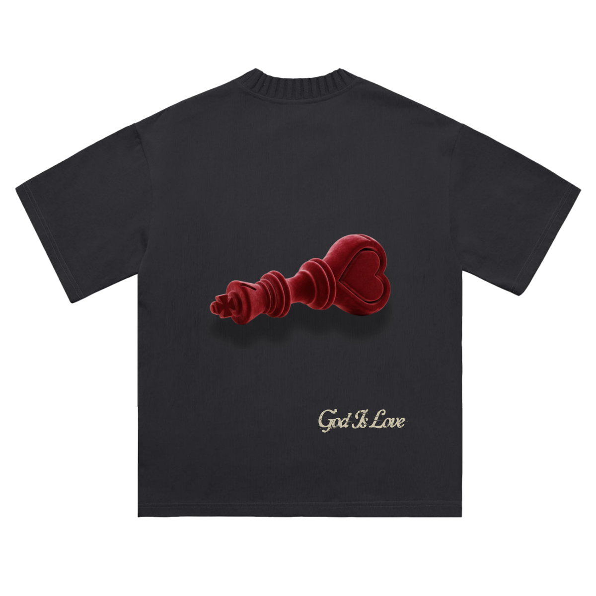 God is Love Knitted Round Neck T-Shirt- Black