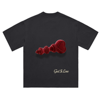 God is Love Knitted Round Neck T-Shirt- Black