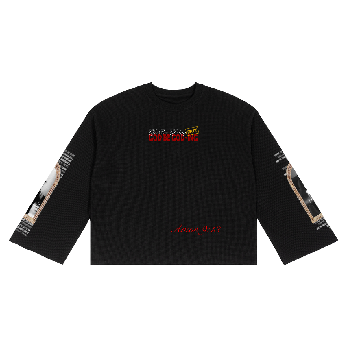 GOD Be GOD-ING Waffle Raw Edge Long Sleeve