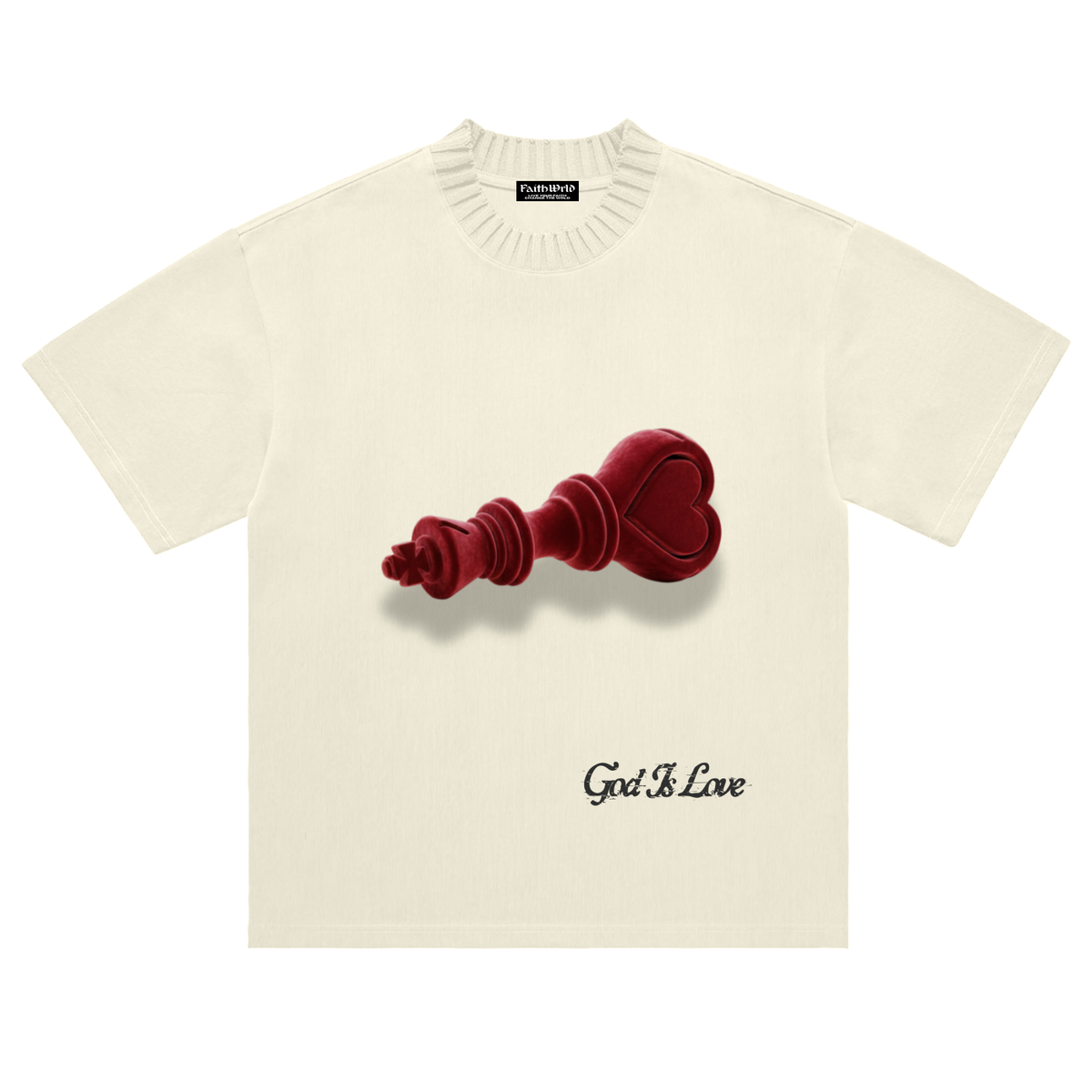 Fallen King Knitted Round Neck T-Shirt- Apricot