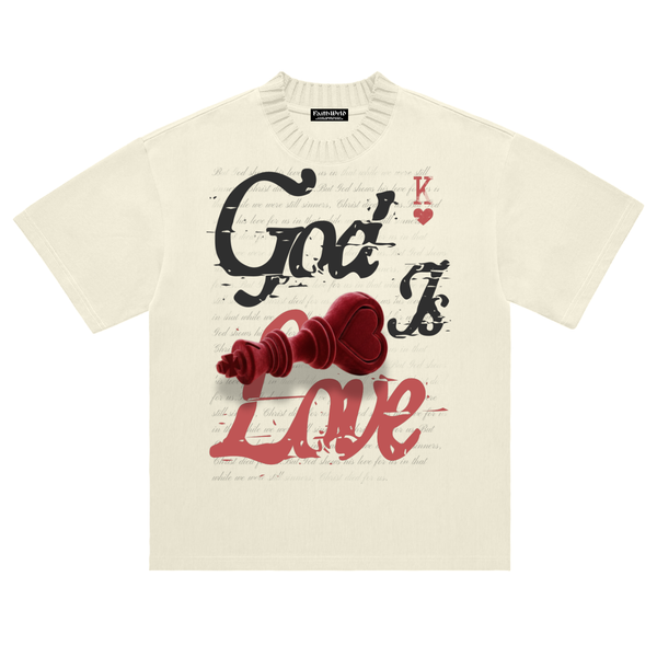God is Love Knitted Round Neck T-Shirt- Apricot
