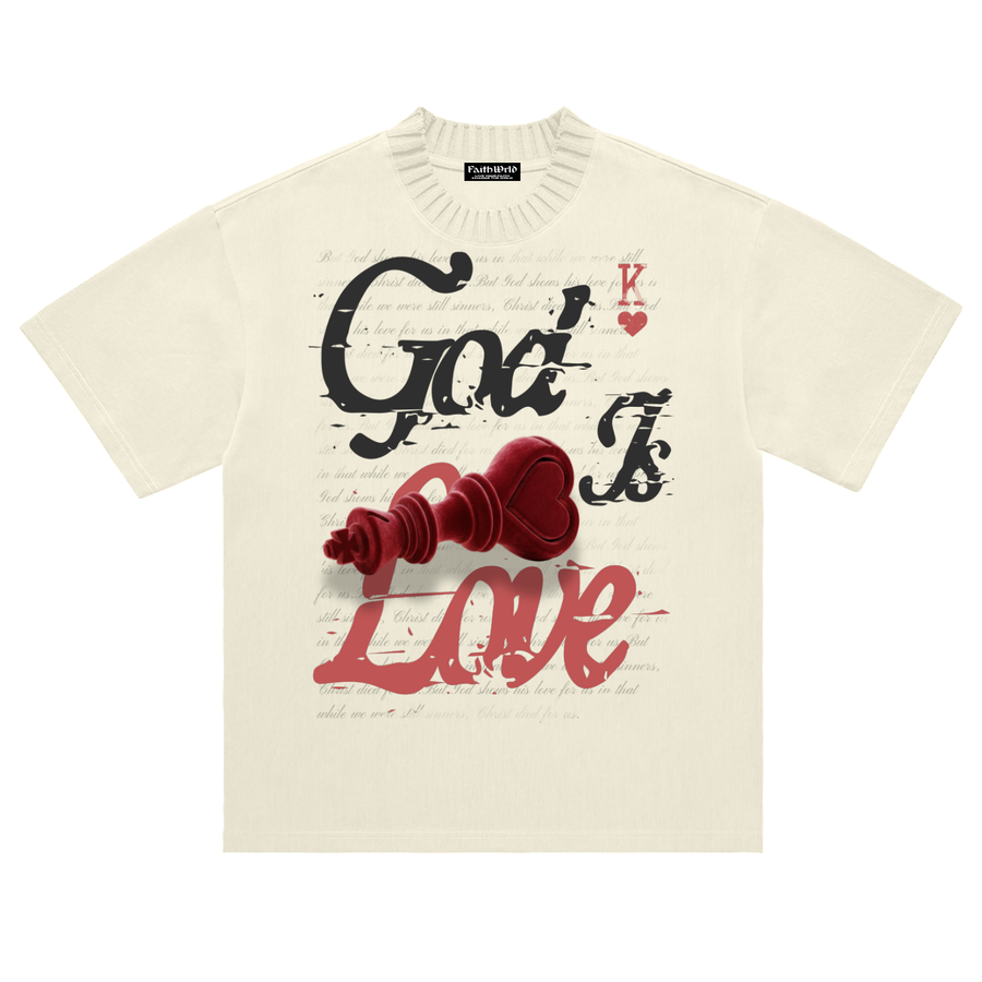 God is Love Knitted Round Neck T-Shirt- Apricot