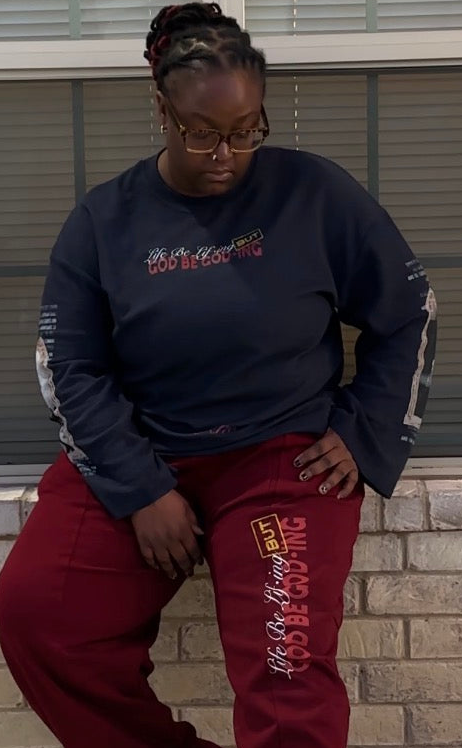 GOD Be GOD-ING Waffle Raw Edge Long Sleeve