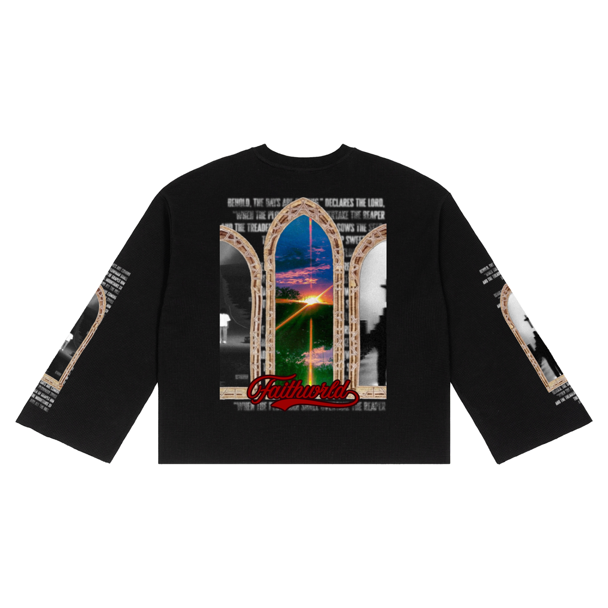GOD Be GOD-ING Waffle Raw Edge Long Sleeve