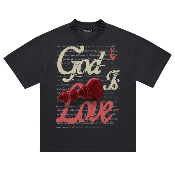 God is Love Knitted Round Neck T-Shirt- Black